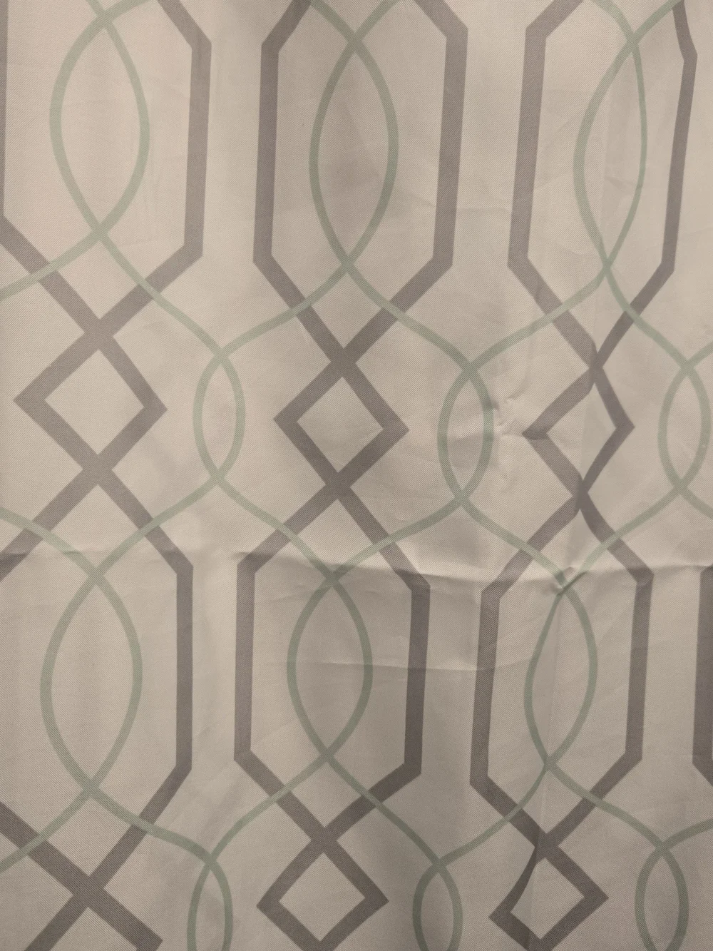 Geometric Pattern Shower Curtain Panel - White with Gray and Mint